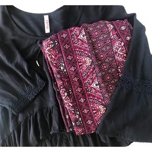 NWOT Mudd Boho Paisley 2 Piece Set Red & Black